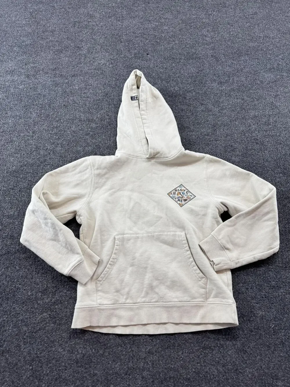 Salty Crew Hoodie Sweatshirt Kids M White Floral Graphic Logo Pullover Fleece